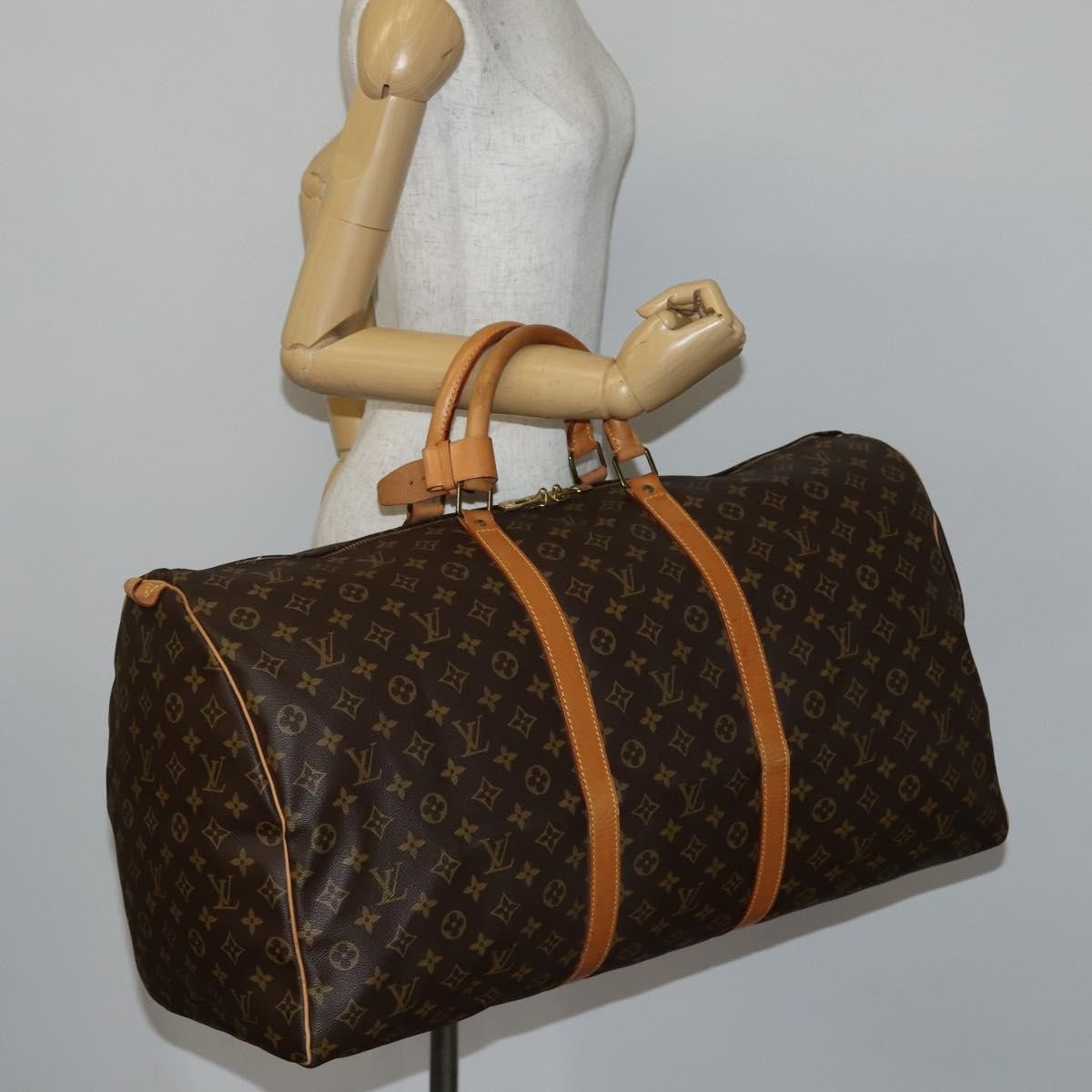Louis Vuitton Keepall Bag Monogram Canvas, BROWN, CANVAS, Travel bag