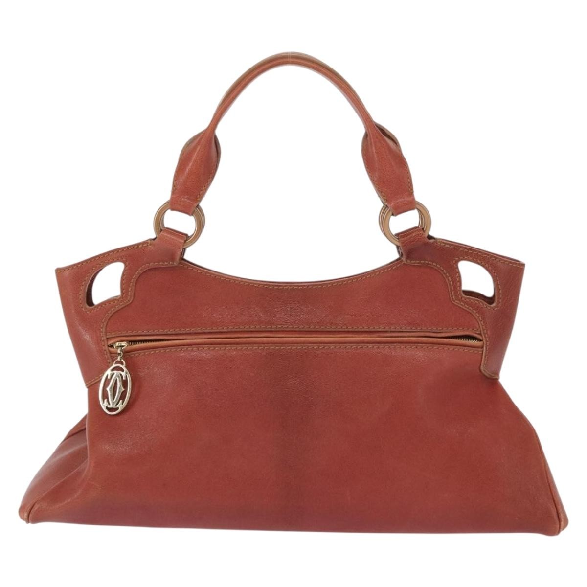 cartier Marcello Handbag Leather, BROWN, LEATHER, Handbag