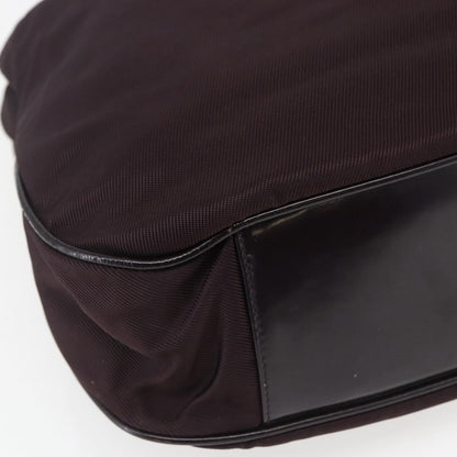 Gucci Vintage Bamboo Handle Bag Nylon, Burgundy, Nylon, Handbag
