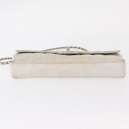 Chanel Travel Line Flap Bag Canvas, SILVER, CANVAS, Shoulder bag