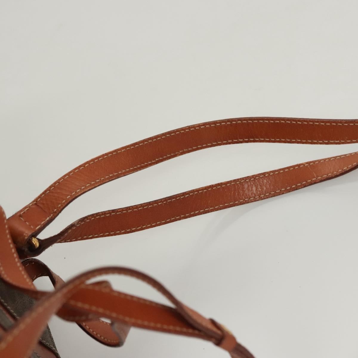 Celine Vintage Drawstring Flap Backpack Macadam Coated Canvas, BROWN, CANVAS, Backpack