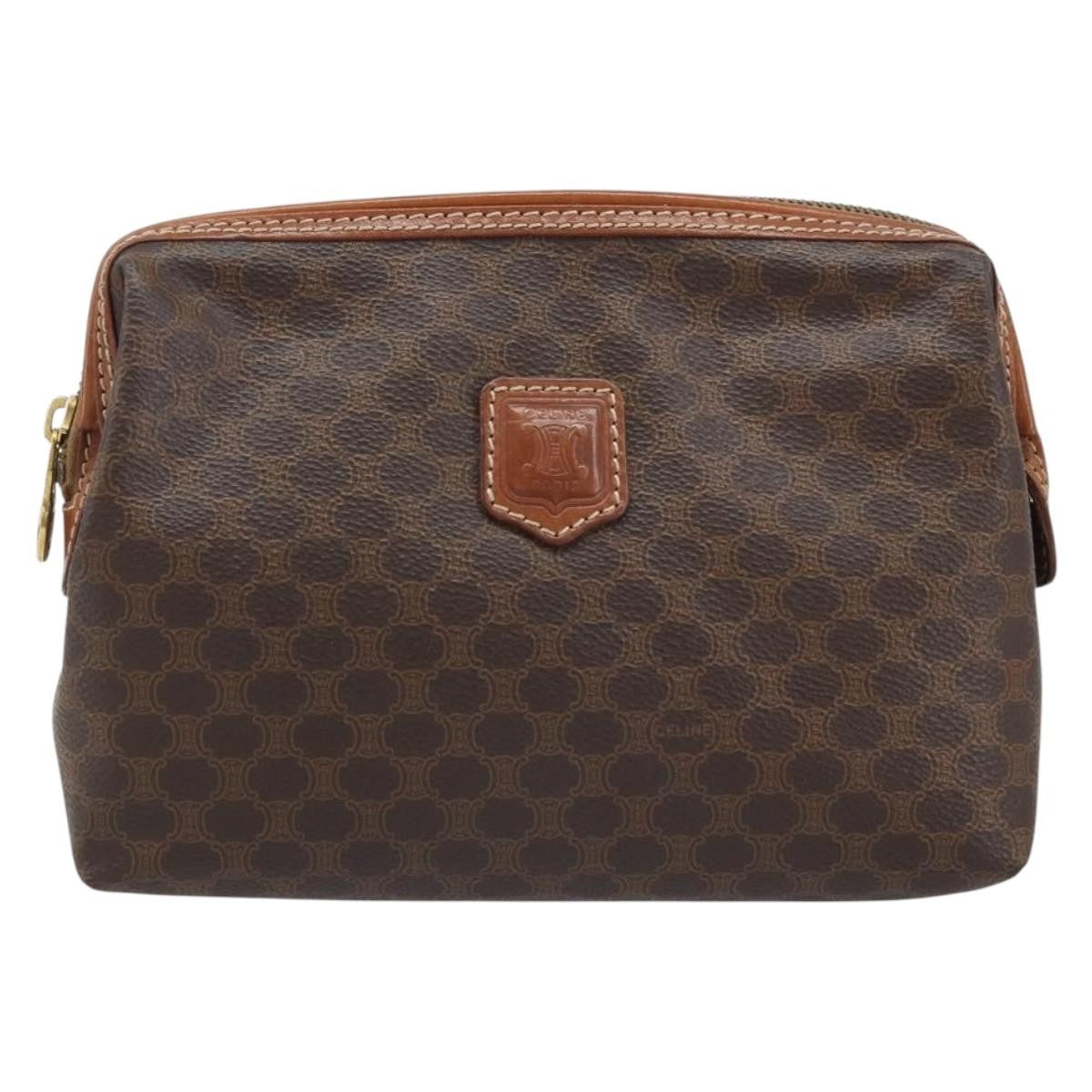 Celine Macadam Pochette Canvas and Leather, Brown, Canvas, Clutch