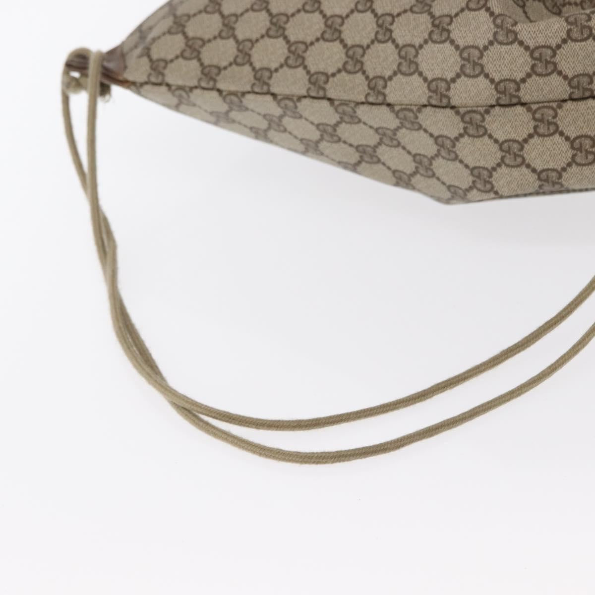Gucci Drawstring Shoulder Bag GG Canvas with Leather, BEIGE, PVC, Shoulder bag