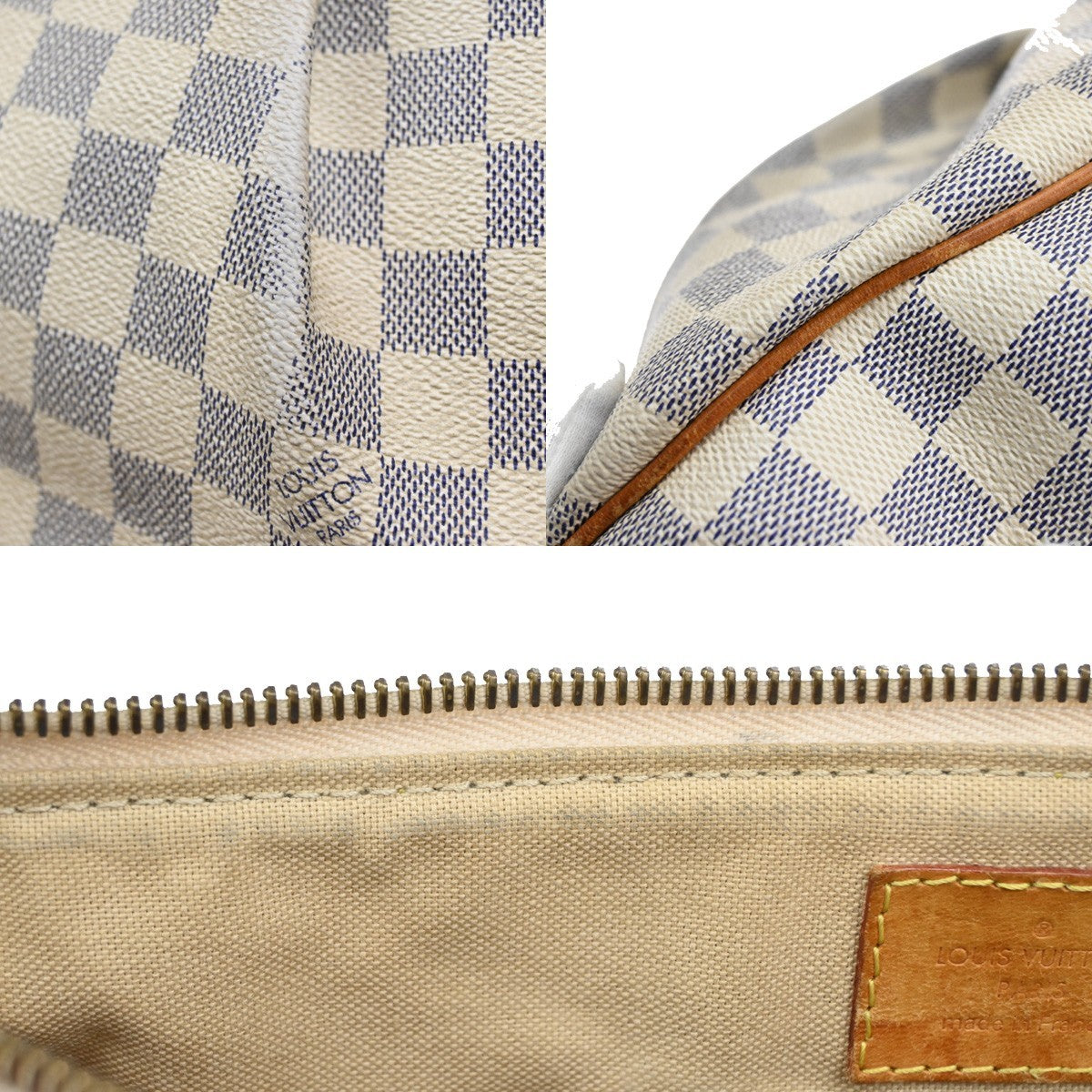 Louis Vuitton Siracusa Handbag Damier, WHITE, LEATHER, Shoulder bag