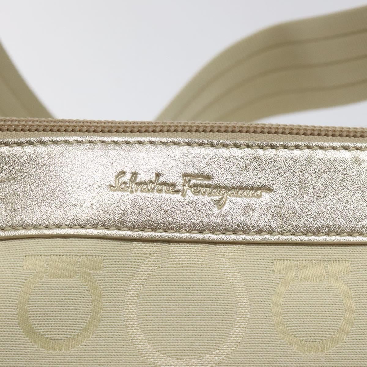 Salvatore Ferragamo Gancini Shoulder Bag Canvas, BEIGE, CANVAS, Shoulder bag