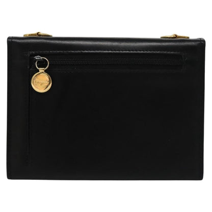 Salvatore Ferragamo Gancini Flap Wallet Leather, BLACK, LEATHER, Wallets