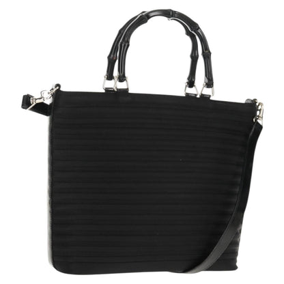 Gucci Vintage Bamboo Handle Bag Nylon, BLACK, NYLON, Handbag