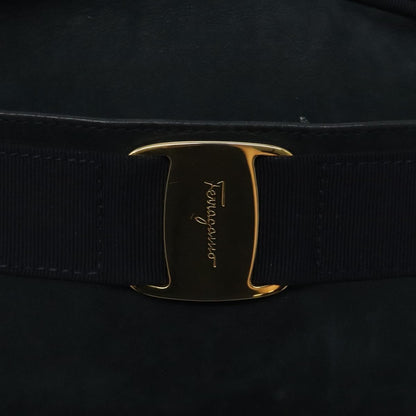 Salvatore Ferragamo Vala Shoulder Bag Suede, NAVY, SUEDE, Shoulder bag