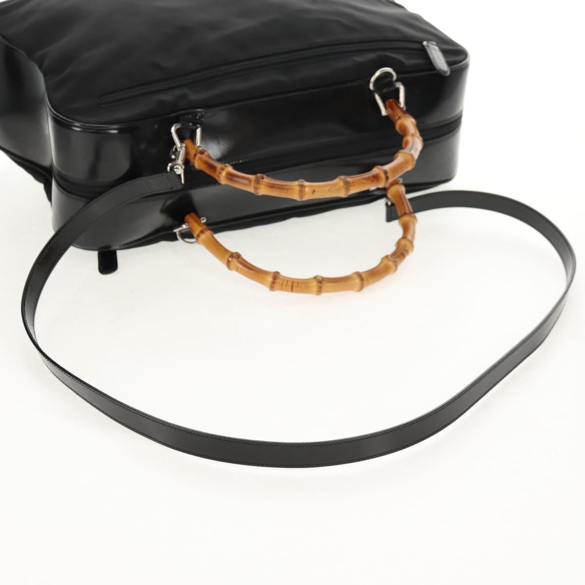 Gucci Vintage Bamboo Handle Bag Nylon, Black, Nylon, Handbag