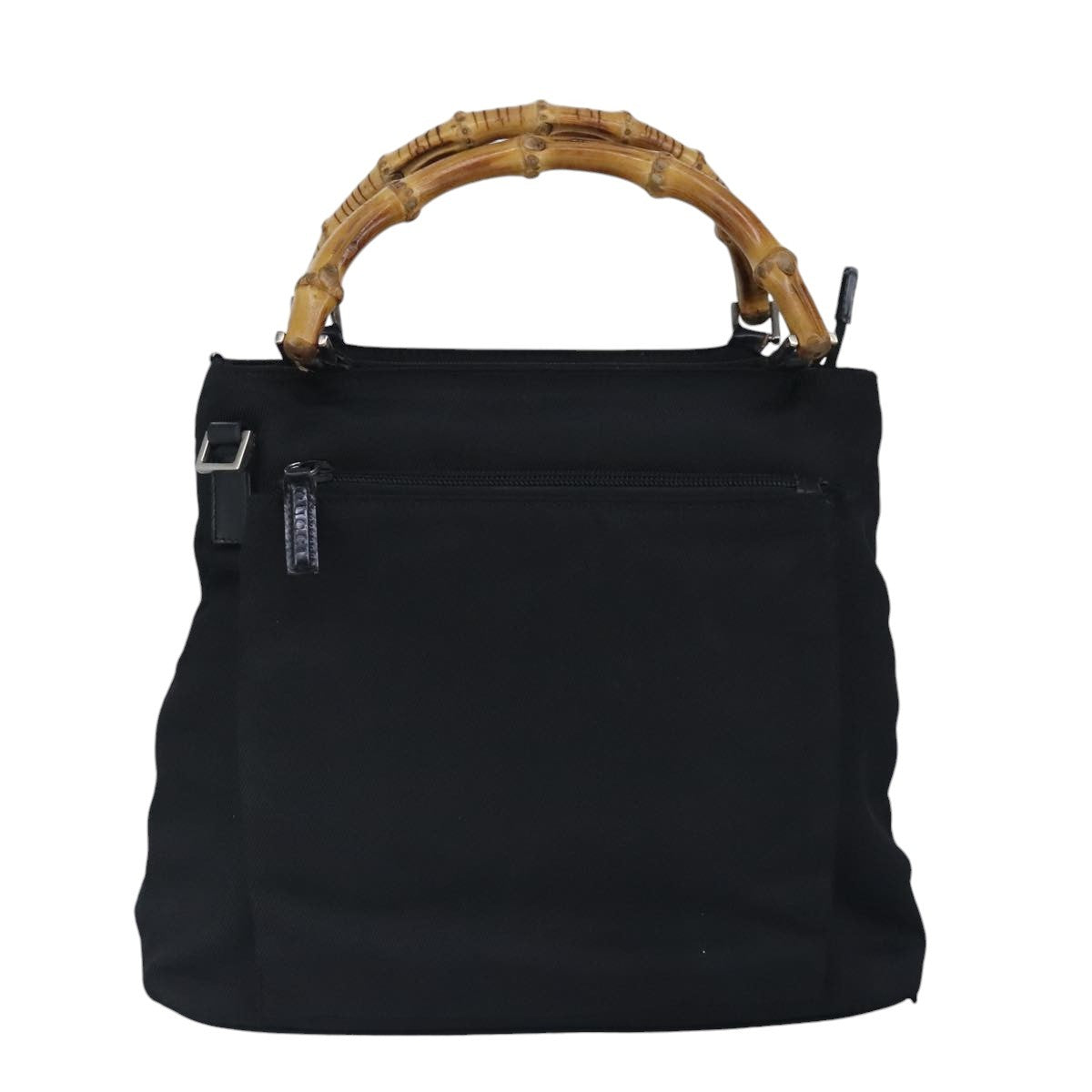 Gucci Bamboo Zip Pouch Nylon & Leather, BLACK, NYLON, Clutche & pouche