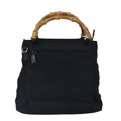 Gucci Bamboo Zip Pouch Nylon & Leather, BLACK, NYLON, Clutche & pouche