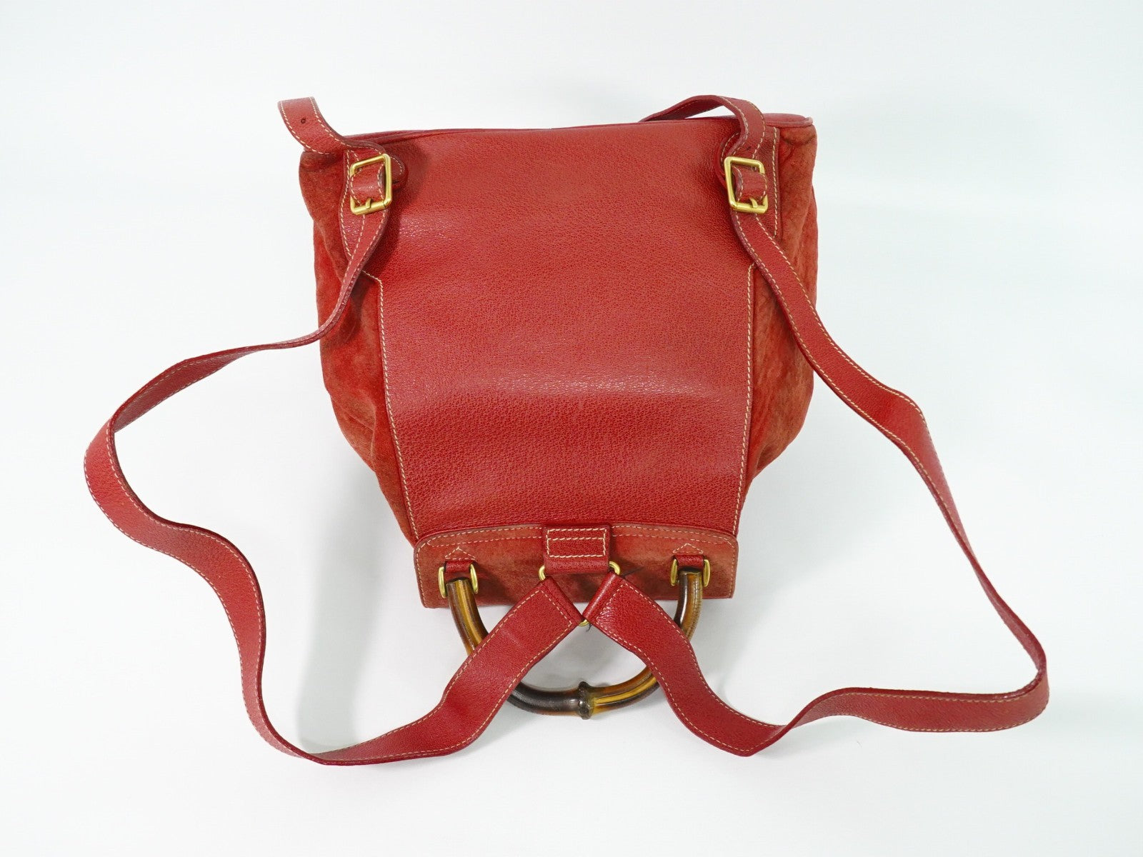 Gucci Vintage Bamboo Backpack Suede, PINK, SUEDE, Backpack