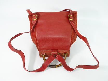 Gucci Vintage Bamboo Backpack Suede, PINK, SUEDE, Backpack