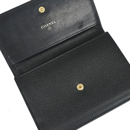 Chanel Timeless CC French Wallet Caviar, Black, Calfskin, Wallet