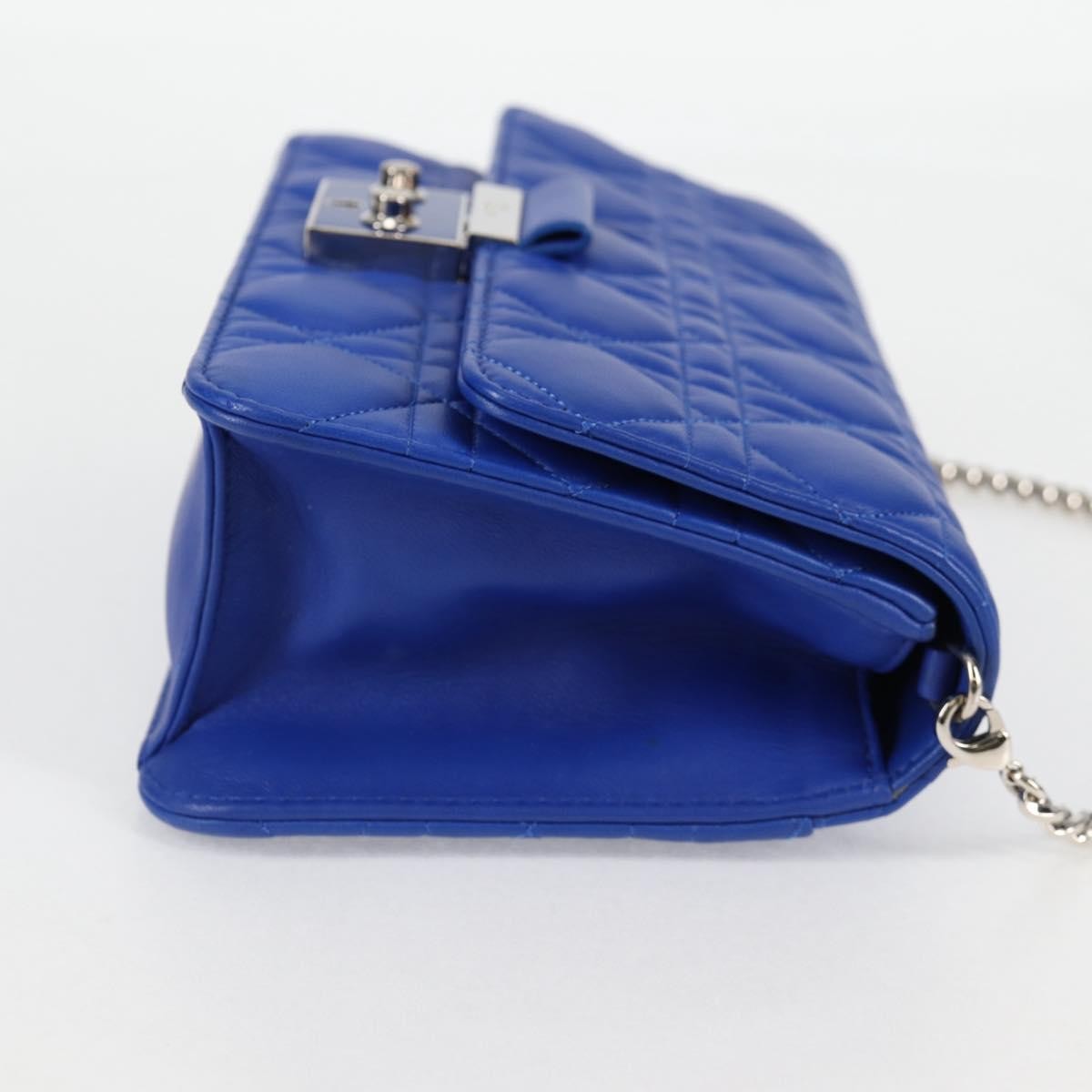 Christian Dior Miss Dior Promenade Pouch Cannage Quilt Lambskin, BLUE, LEATHER, Shoulder bag