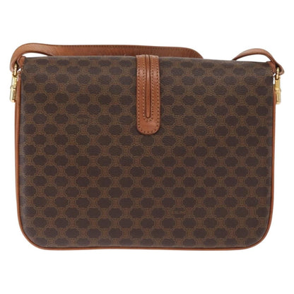 Celine Vintage Macadam Shoulder Bag Canvas and Leather, BROWN, CANVAS, Shoulder bag