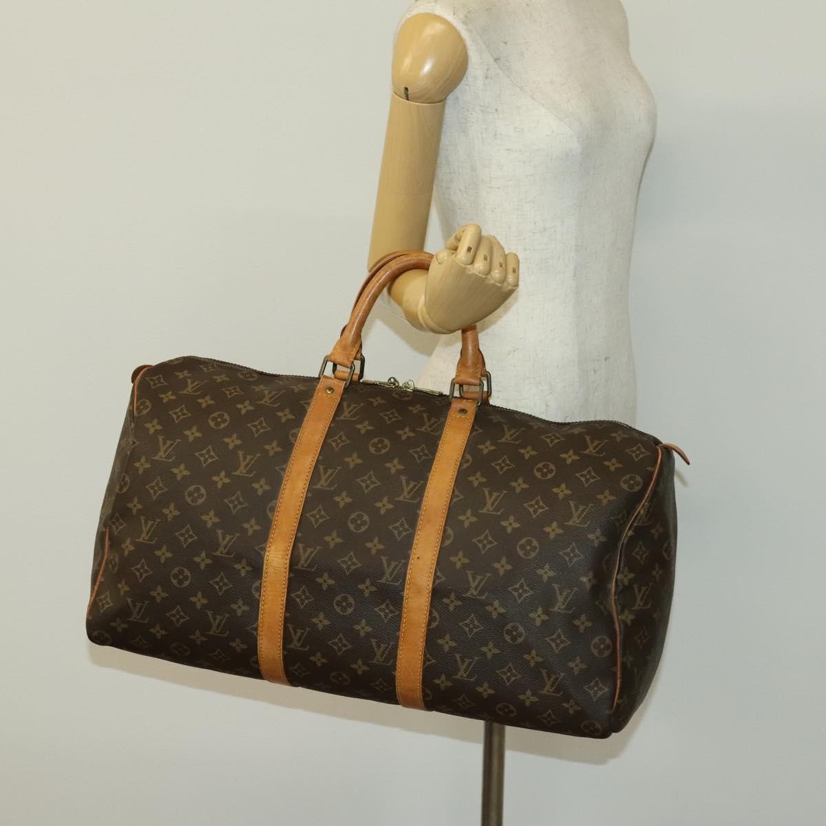 Louis Vuitton Keepall Bag Monogram Canvas, BROWN, CANVAS, Travel bag