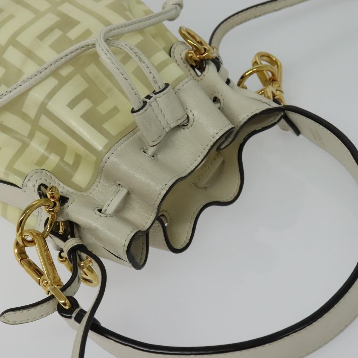 Fendi FF Logo Mon Tresor Bucket Bag Canvas, WHITE, CANVAS, Shoulder bag