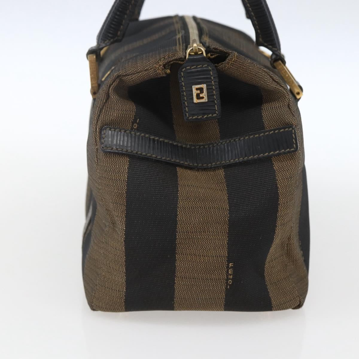 Fendi Vintage Pequin Convertible Boston Bag Coated Canvas, BROWN, CANVAS, Travel bag