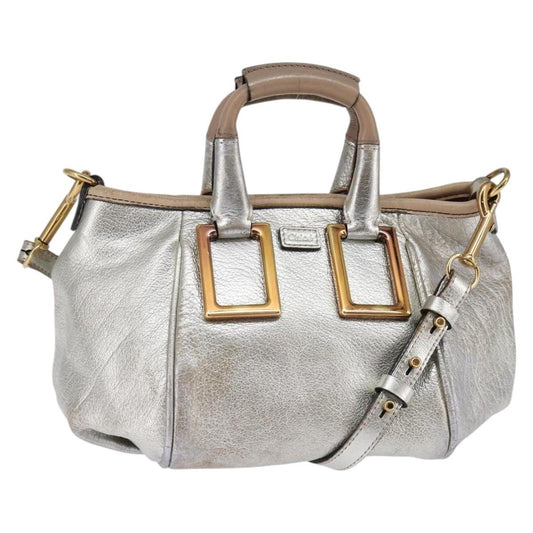 Chloe Paddington Lock Handbag Leather, SILVER, LEATHER, Handbag