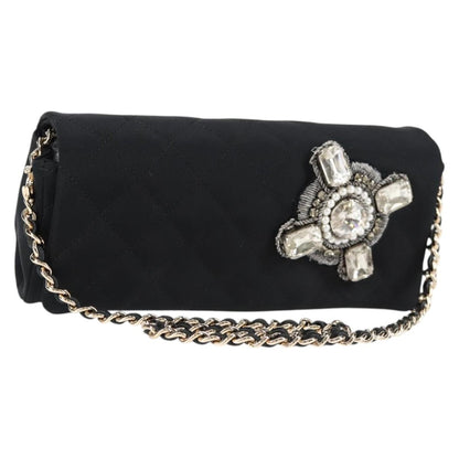 Chanel Chain Flap Shoulder Bag Quilted Nylon, Black, Nylon, Shoulder Bag