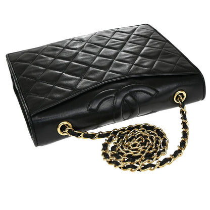 Chanel Vintage CC Full Flap Bag Quilted Lambskin, BLACK, LEATHER, Shoulder bag