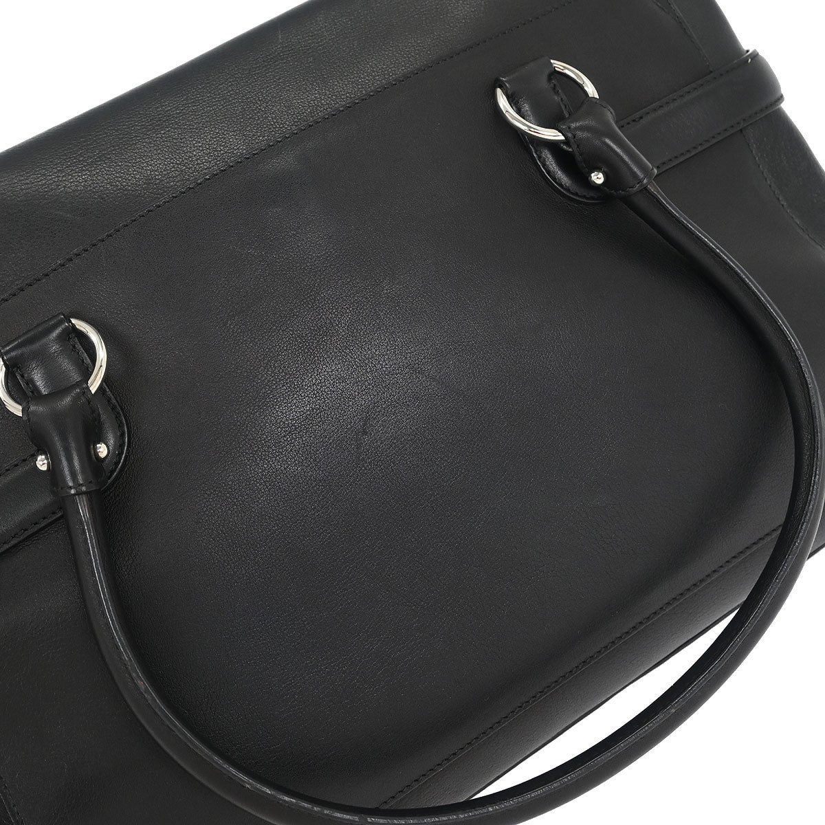 Salvatore Ferragamo Gancini handbag Leather, BLACK, LEATHER, Handbag