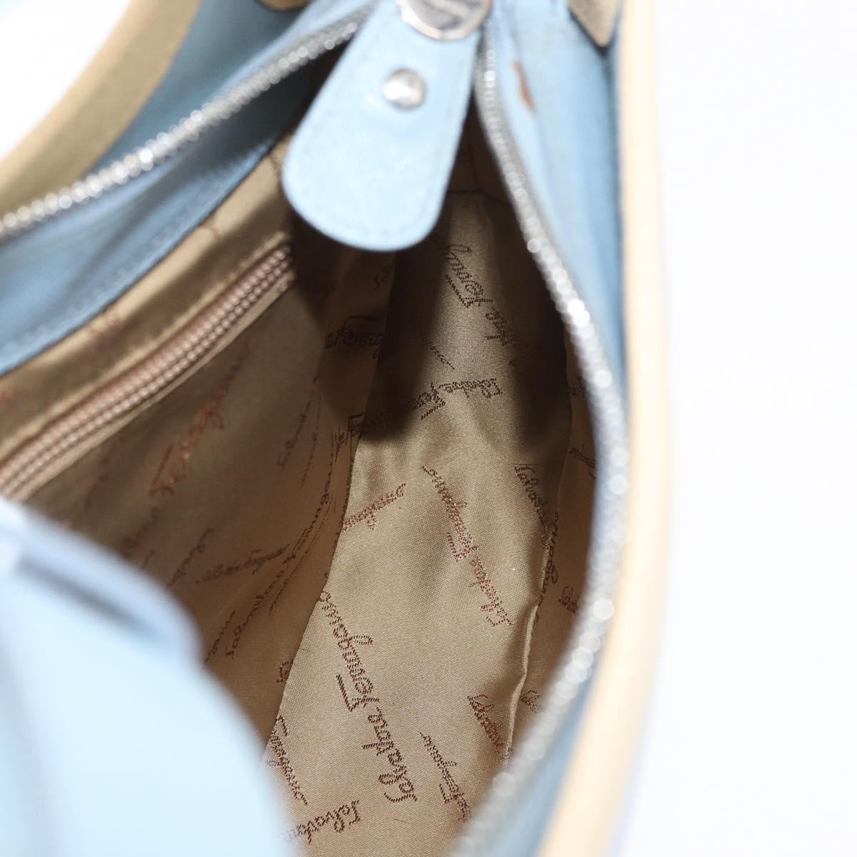 Salvatore Ferragamo Gancini Shoulder Bag Leather, BLUE, LEATHER, Shoulder bag