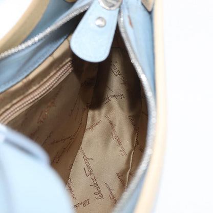 Salvatore Ferragamo Gancini Shoulder Bag Leather, BLUE, LEATHER, Shoulder bag