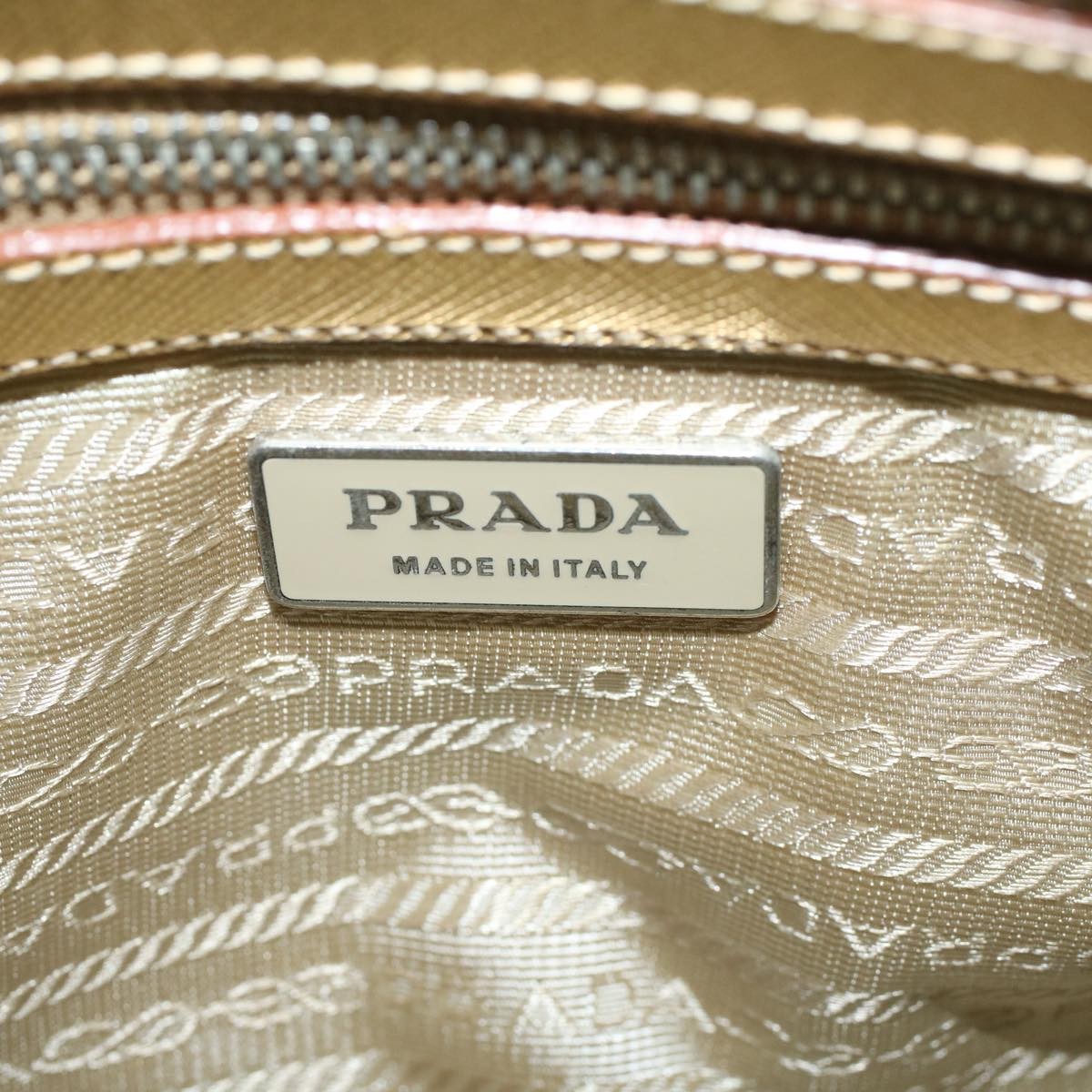 Prada Promenade Bag Saffiano Leather, GOLD, LEATHER, Handbag