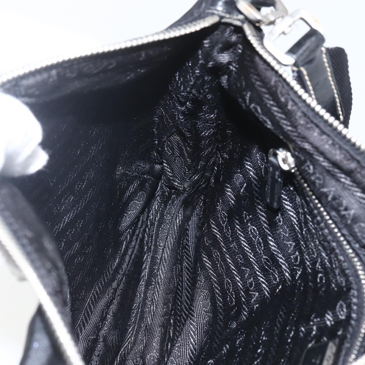 Prada Belted Shoulder Bag Tessuto with Leather, BLACK, NYLON, Shoulder bag