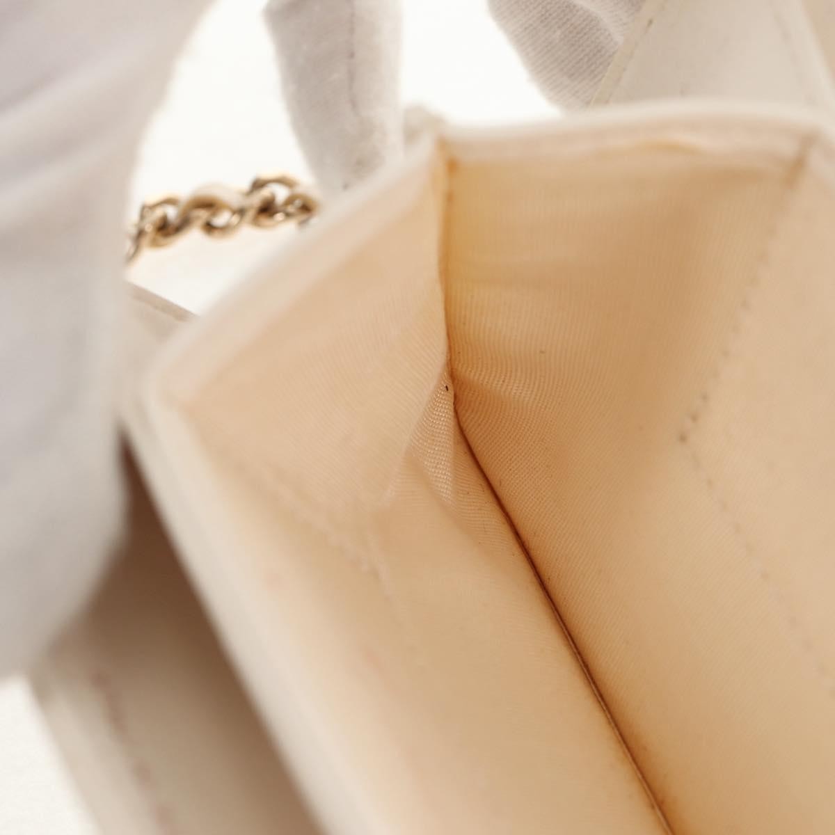 Chanel Camellia Bow Flap Card Holder with Chain Quilted Lambskin, WHITE, LEATHER, Shoulder bag