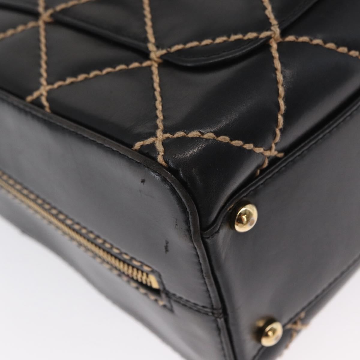Chanel Surpique Boston Bag Quilted Leather, BLACK, LEATHER, Travel bag
