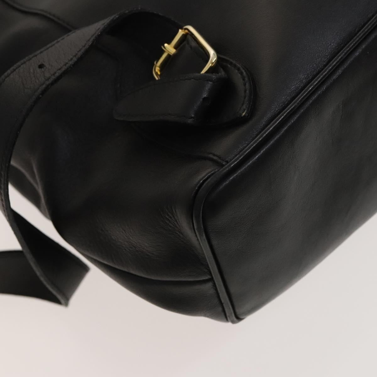 Gucci Vintage Bamboo Backpack Leather, Black, Leather, Backpack