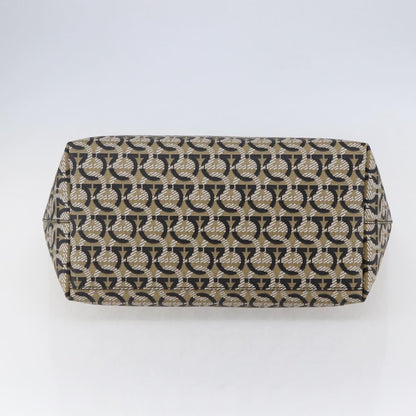 Salvatore Ferragamo Gancini Travel Tote Gancini Jacquard, BEIGE, CANVAS, Tote bag