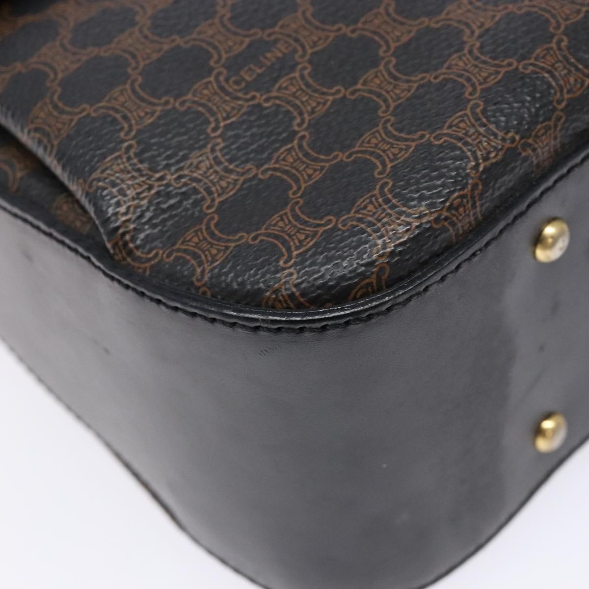 Celine Vintage Convertible Top Handle Bag Macadam Coated Canvas, BLACK, CANVAS, Handbag