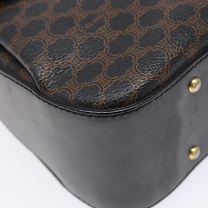 Celine Vintage Convertible Top Handle Bag Macadam Coated Canvas, BLACK, CANVAS, Handbag