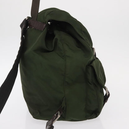 Prada Double Front Pocket Backpack Tessuto, Khaki, Nylon, Backpack