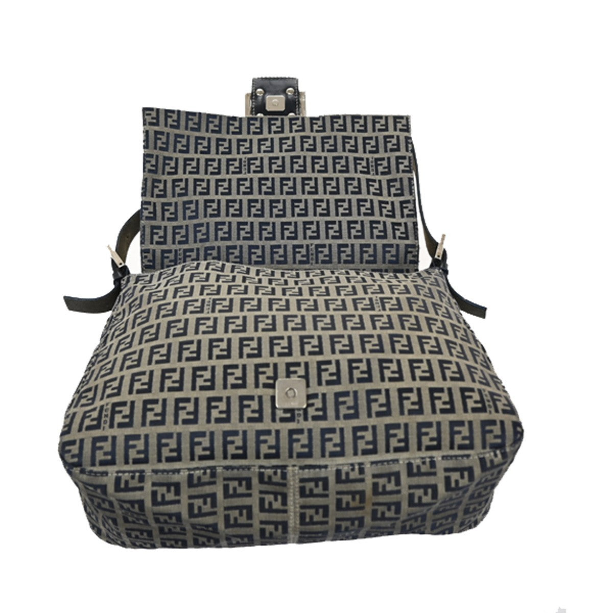 Fendi Mamma Baguette Zucca canvas, NAVY, CANVAS, Shoulder bag