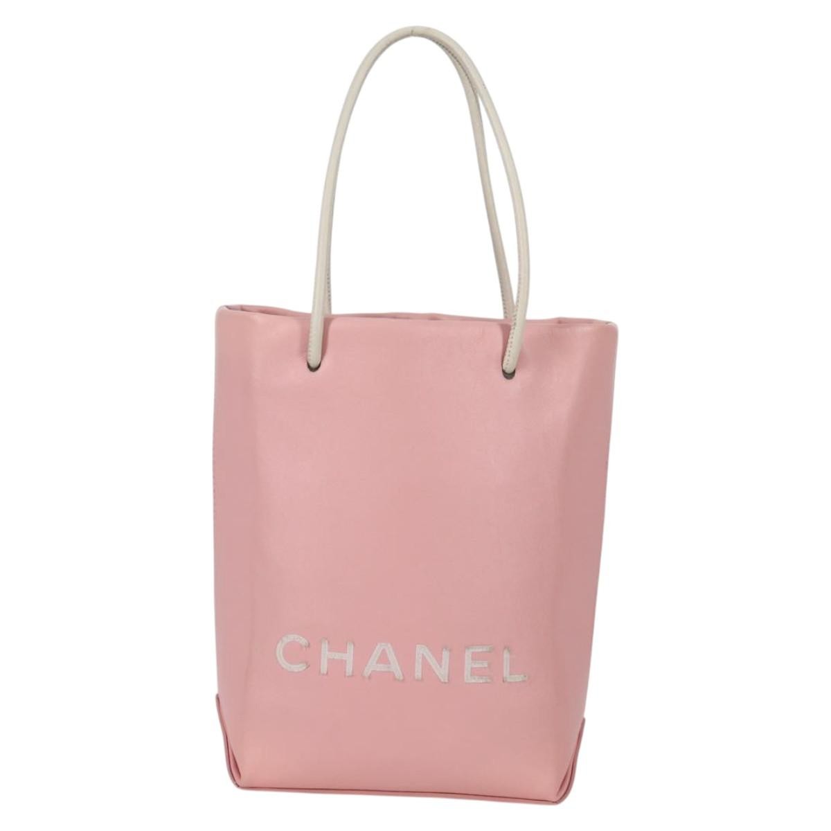 Chanel Essential Shopping Tote Leather, PINK, LEATHER, Tote bag