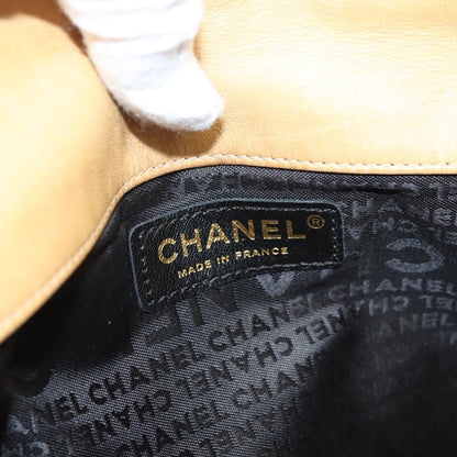 Chanel Chocolate Bar CC Handbag Quilted Lambskin, Beige, Leather, Handbag