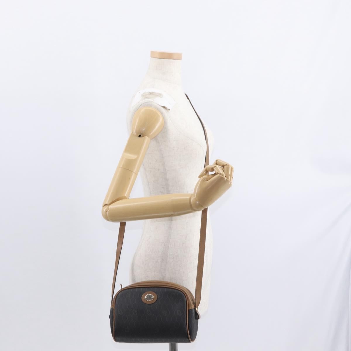 Christian Dior Vintage Honeycomb Shoulder Bag Canvas and Leather, BLACK, CANVAS, Shoulder bag