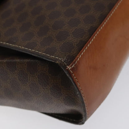 Celine Vintage Macadam Circle Logo Shoulder Bag Canvas and Leather, Brown, Canvas, Shoulder Bag