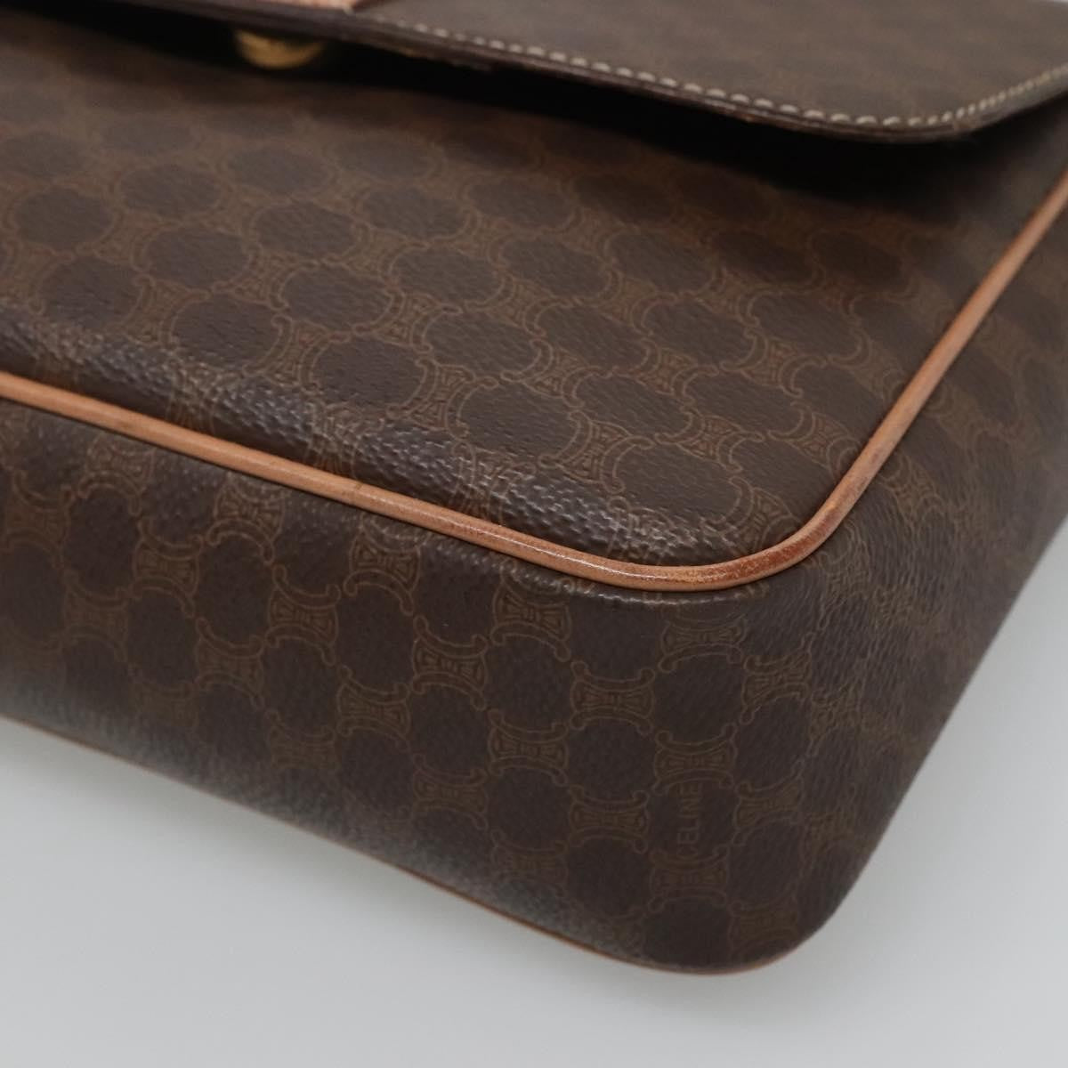 Celine Vintage Macadam Circle Logo Shoulder Bag Canvas and Leather, Brown, Canvas, Shoulder Bag