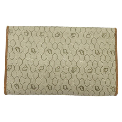 Christian Dior Vintage Honeycomb chain Canvas, BEIGE, CANVAS, Handbag