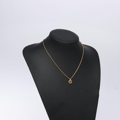 Christian Dior CD Round Pendant Necklace Metal, GOLD, METAL, Necklace