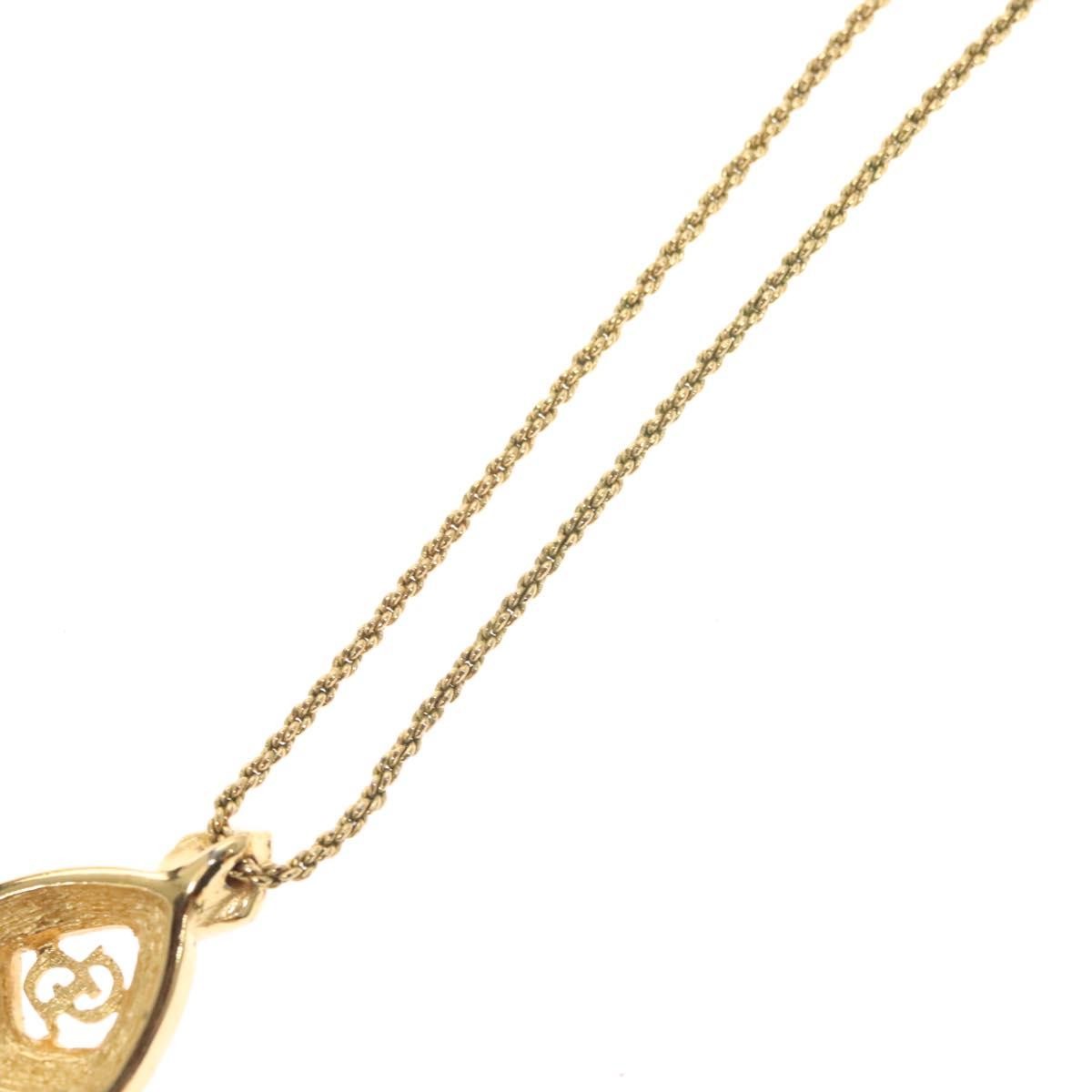 Christian Dior CD Pendant Necklace Metal and Crystals, GOLD, METAL, Necklace