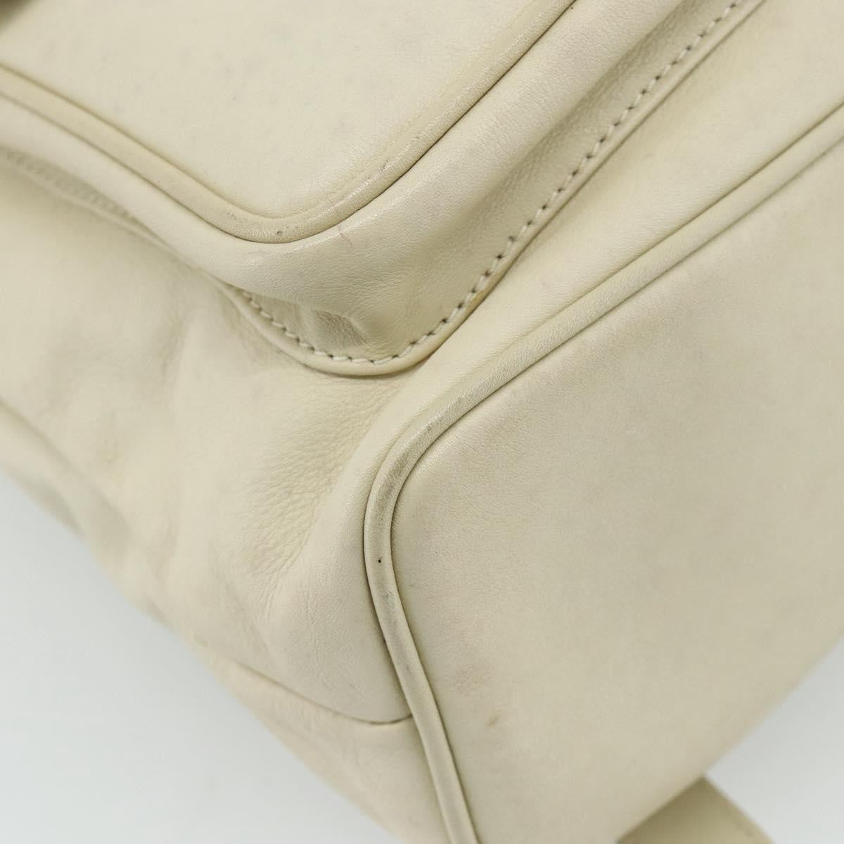 Gucci Vintage Bamboo Backpack Leather, White, Leather, Backpack