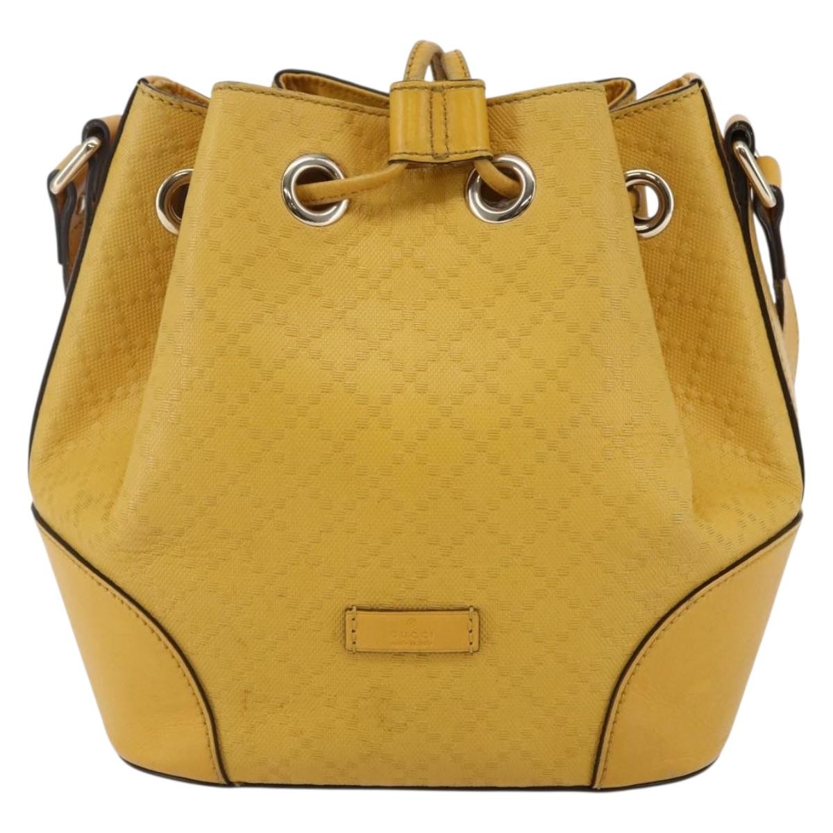 Gucci Bright Bucket Bag Diamante Leather, YELLOW, LEATHER, Shoulder bag