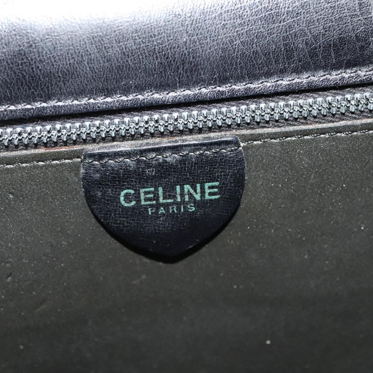 Celine Gancini Handbag Leather, BLACK, LEATHER, Handbag